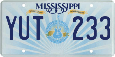 MS license plate YUT233