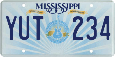 MS license plate YUT234