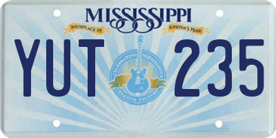 MS license plate YUT235