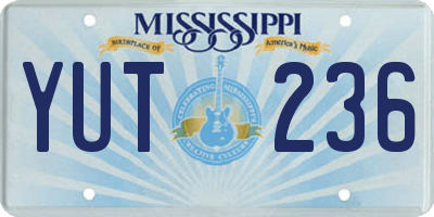 MS license plate YUT236