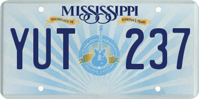 MS license plate YUT237