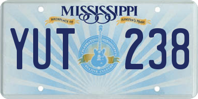 MS license plate YUT238