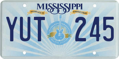 MS license plate YUT245