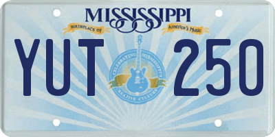 MS license plate YUT250