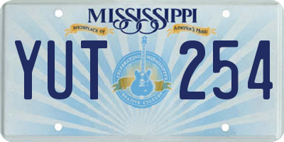 MS license plate YUT254