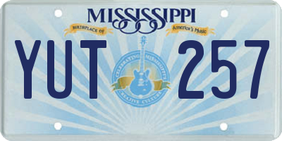 MS license plate YUT257