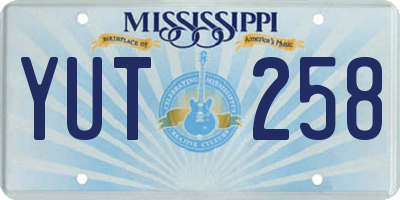 MS license plate YUT258