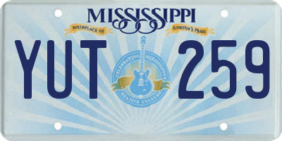 MS license plate YUT259