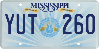MS license plate YUT260