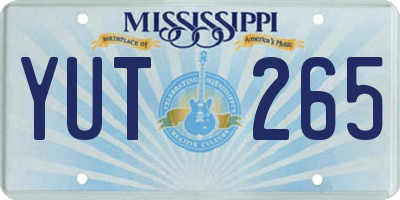 MS license plate YUT265