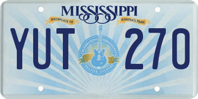 MS license plate YUT270