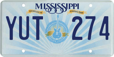 MS license plate YUT274