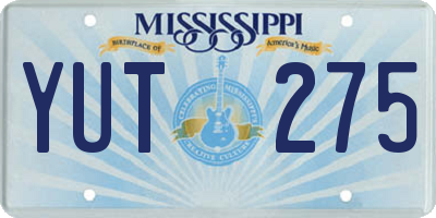 MS license plate YUT275