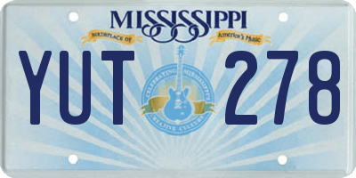 MS license plate YUT278