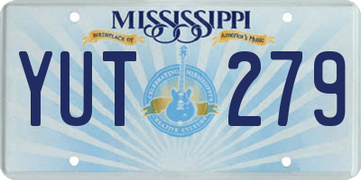 MS license plate YUT279