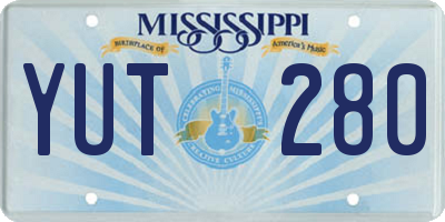 MS license plate YUT280