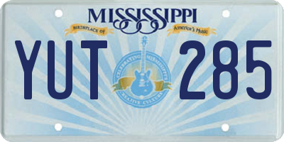 MS license plate YUT285