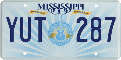 MS license plate YUT287
