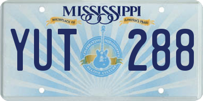 MS license plate YUT288