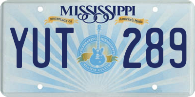 MS license plate YUT289