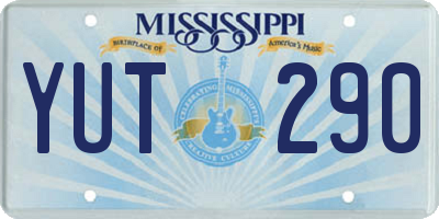 MS license plate YUT290