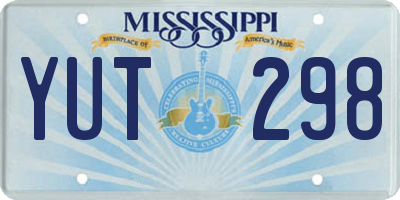 MS license plate YUT298