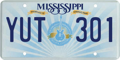 MS license plate YUT301