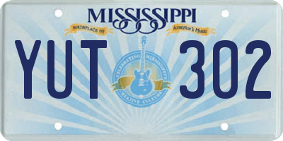 MS license plate YUT302