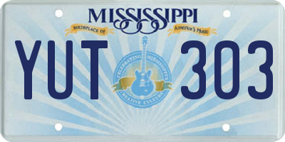 MS license plate YUT303