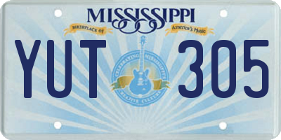 MS license plate YUT305