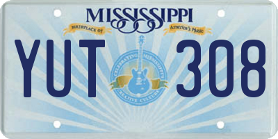 MS license plate YUT308