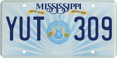 MS license plate YUT309