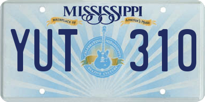MS license plate YUT310