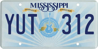 MS license plate YUT312