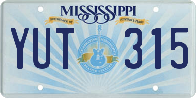 MS license plate YUT315