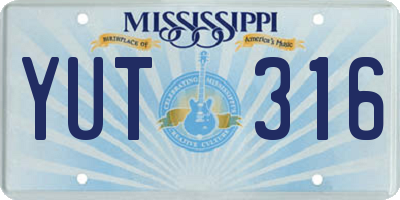 MS license plate YUT316