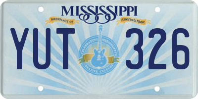 MS license plate YUT326