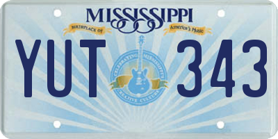 MS license plate YUT343