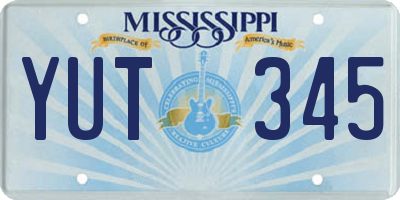 MS license plate YUT345