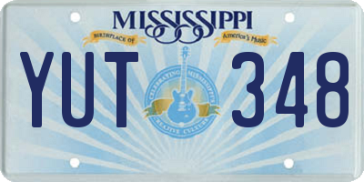 MS license plate YUT348