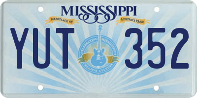 MS license plate YUT352