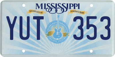 MS license plate YUT353