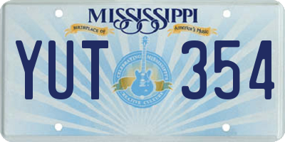 MS license plate YUT354