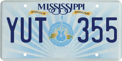 MS license plate YUT355