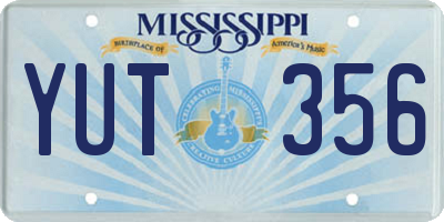 MS license plate YUT356