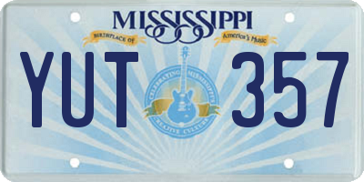 MS license plate YUT357