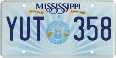 MS license plate YUT358