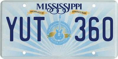 MS license plate YUT360