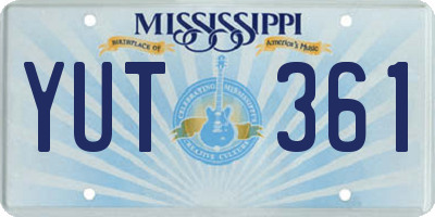 MS license plate YUT361