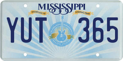MS license plate YUT365